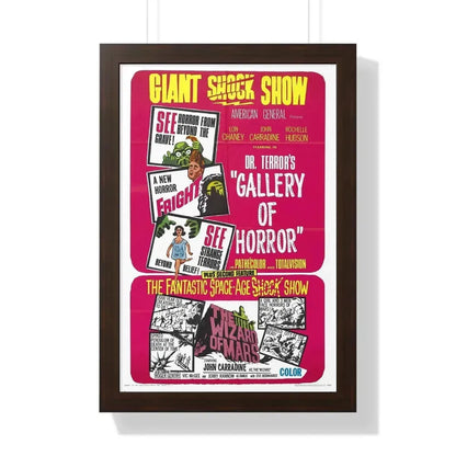DR. TERROR'S GALLERY OF HORRORS + THE WIZARD OF MARS 1967 - Framed Movie Poster 16″ x 24″ Walnut - The Sticker Space