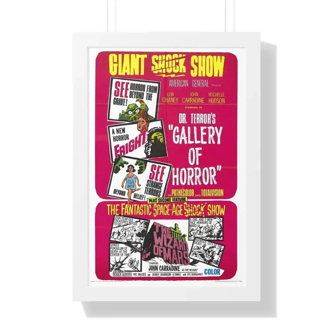 DR. TERROR'S GALLERY OF HORRORS + THE WIZARD OF MARS 1967 - Framed Movie Poster 16″ x 24″ White - The Sticker Space