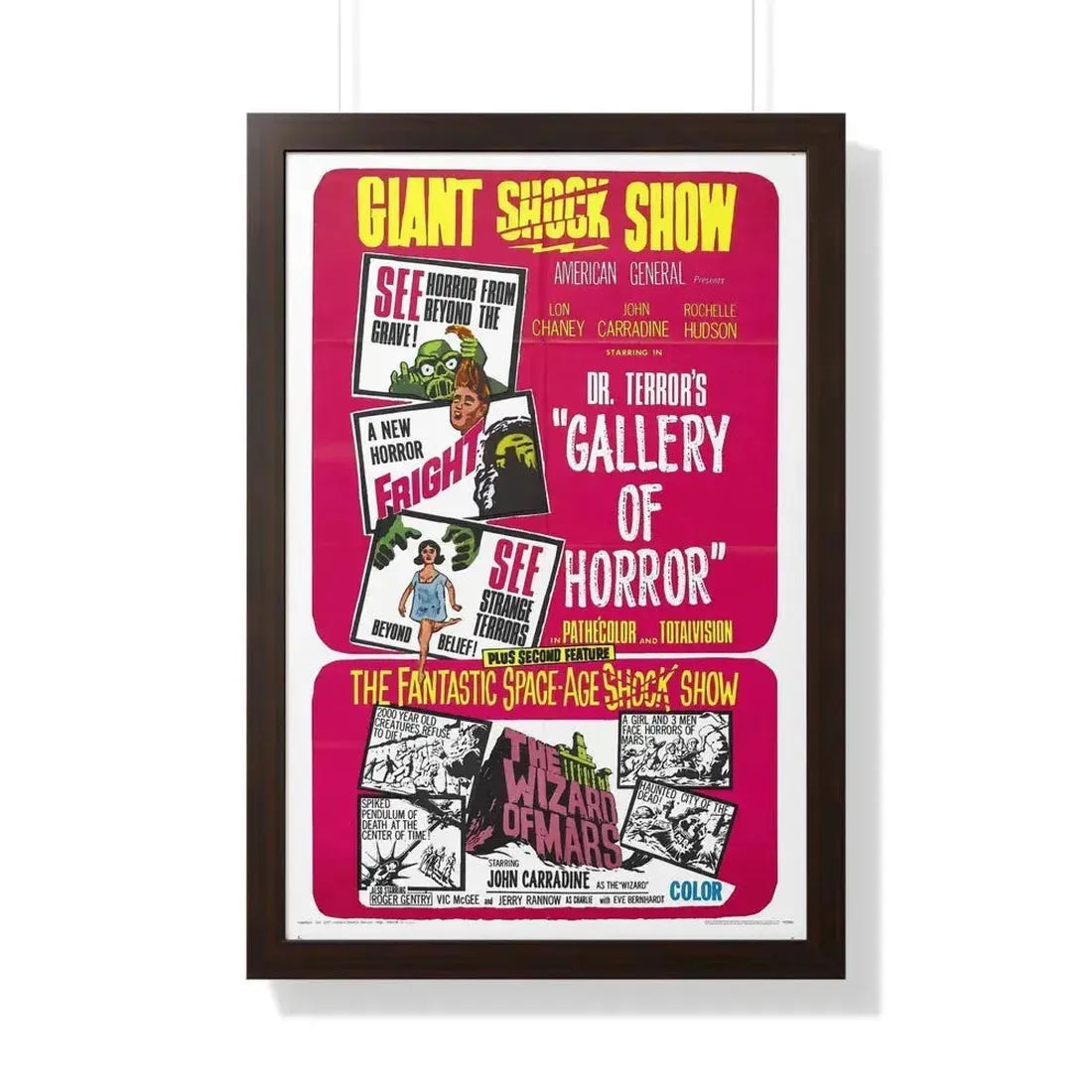 DR. TERROR'S GALLERY OF HORRORS + THE WIZARD OF MARS 1967 - Framed Movie Poster 20" x 30" Walnut - The Sticker Space