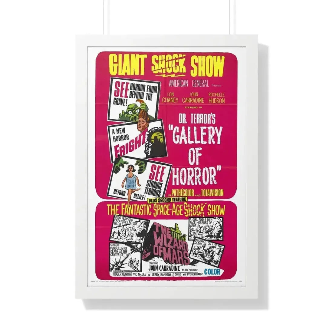 DR. TERROR'S GALLERY OF HORRORS + THE WIZARD OF MARS 1967 - Framed Movie Poster 20" x 30" White - The Sticker Space