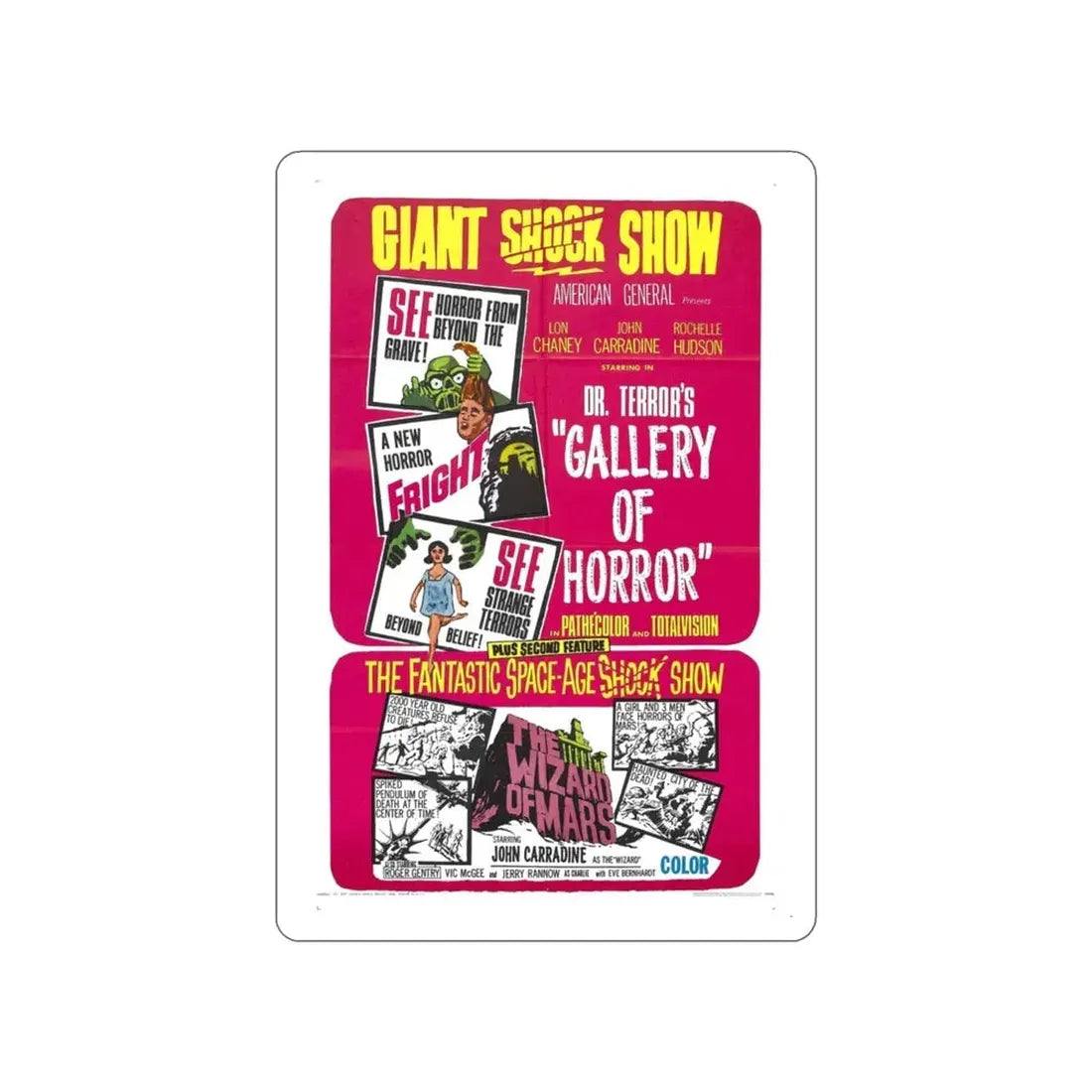 DR. TERROR'S GALLERY OF HORRORS + THE WIZARD OF MARS 1967 Movie Poster STICKER Vinyl Die-Cut Decal 3 Inch - The Sticker Space