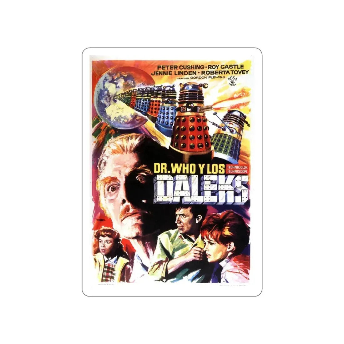 DR. WHO & THE  DALEKS (SPANISH) 1965 Movie Poster STICKER Vinyl Die-Cut Decal 5 Inch - The Sticker Space
