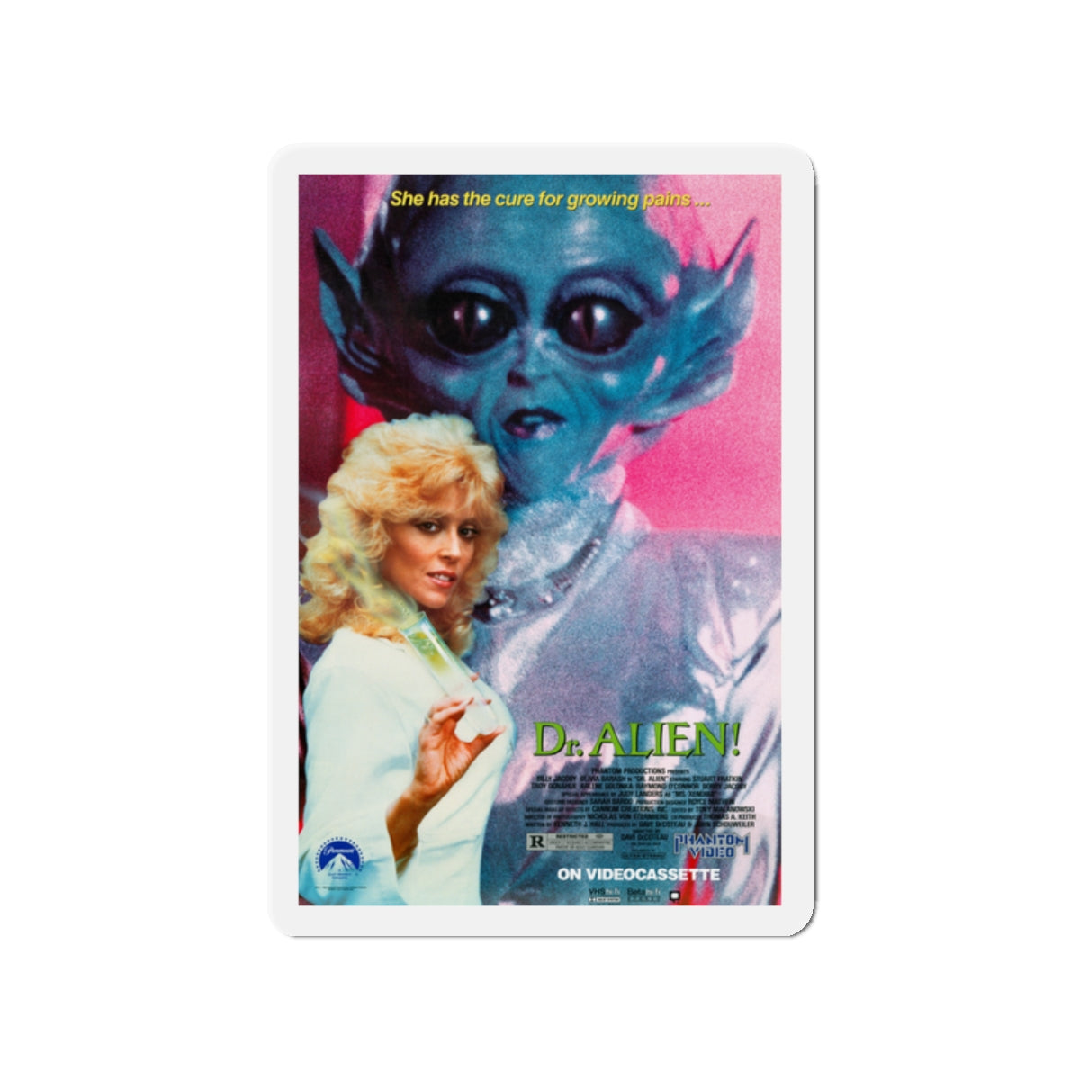 DR. ALIEN! 1989 Movie Poster - Die-Cut Magnet-2" x 2"-The Sticker Space