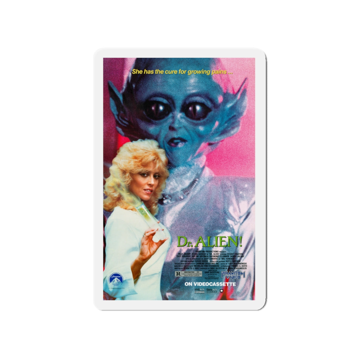 DR. ALIEN! 1989 Movie Poster - Die-Cut Magnet-3" x 3"-The Sticker Space