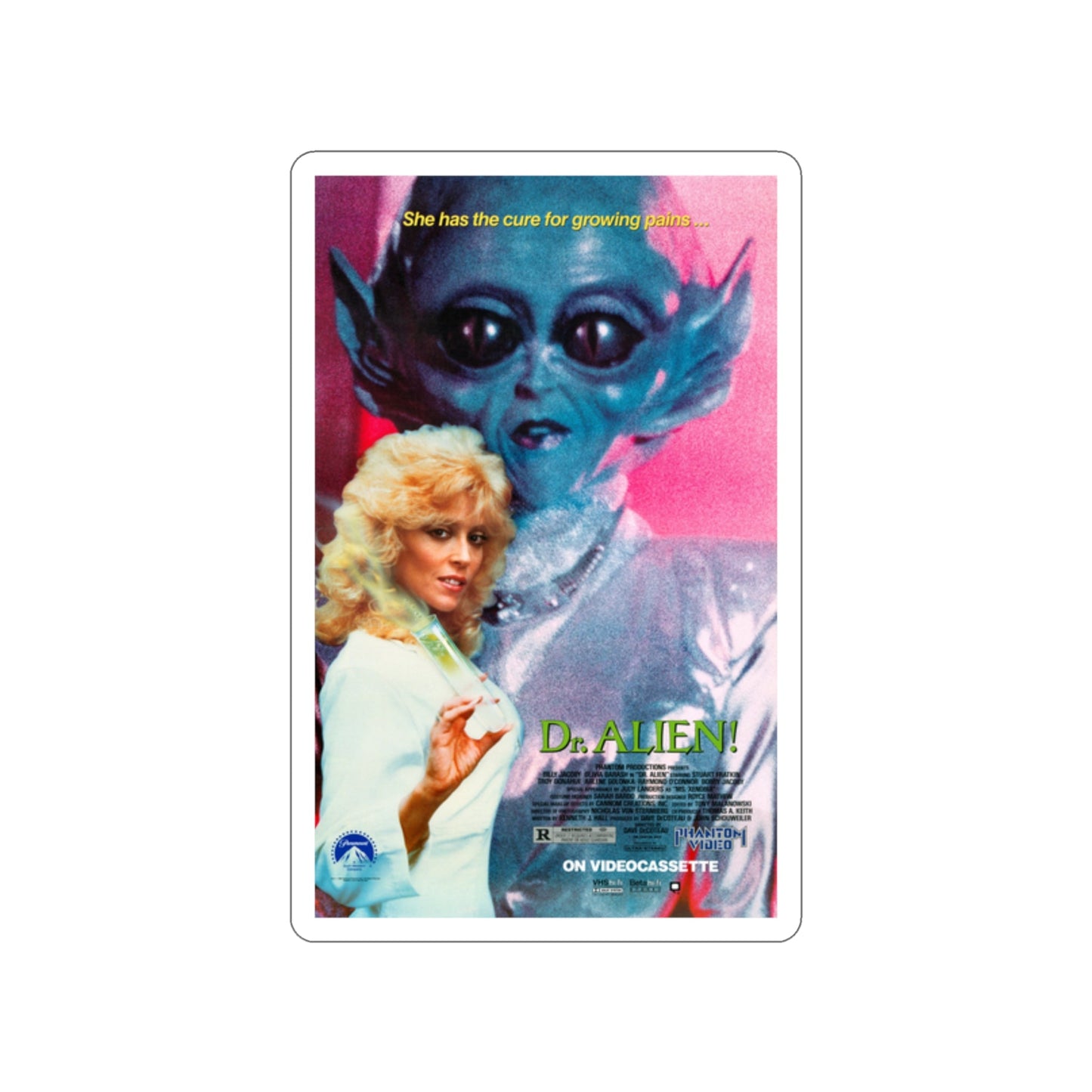 DR. ALIEN! 1989 Movie Poster STICKER Vinyl Die-Cut Decal-2 Inch-The Sticker Space