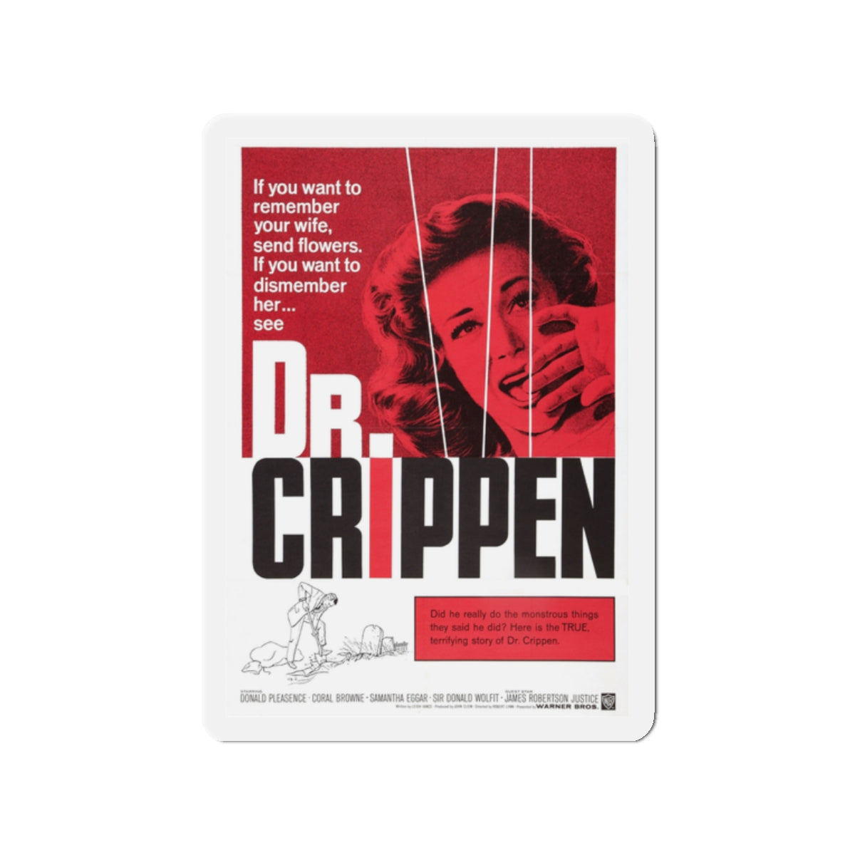 DR. CRIPPEN 1962 Movie Poster - Die-Cut Magnet-2" x 2"-The Sticker Space