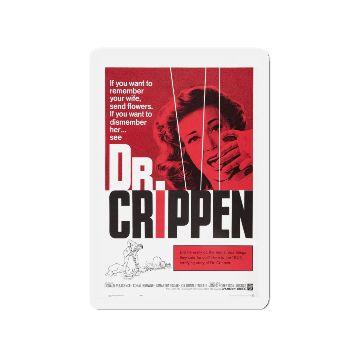 DR. CRIPPEN 1962 Movie Poster - Die-Cut Magnet-3" x 3"-The Sticker Space