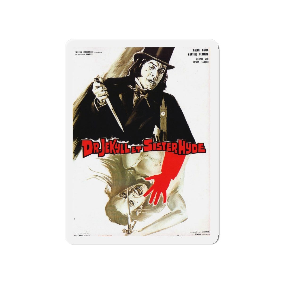 DR. JEKYLL AND SISTER HYDE (FRENCH) 1971 Movie Poster - Die-Cut Magnet-4" x 4"-The Sticker Space