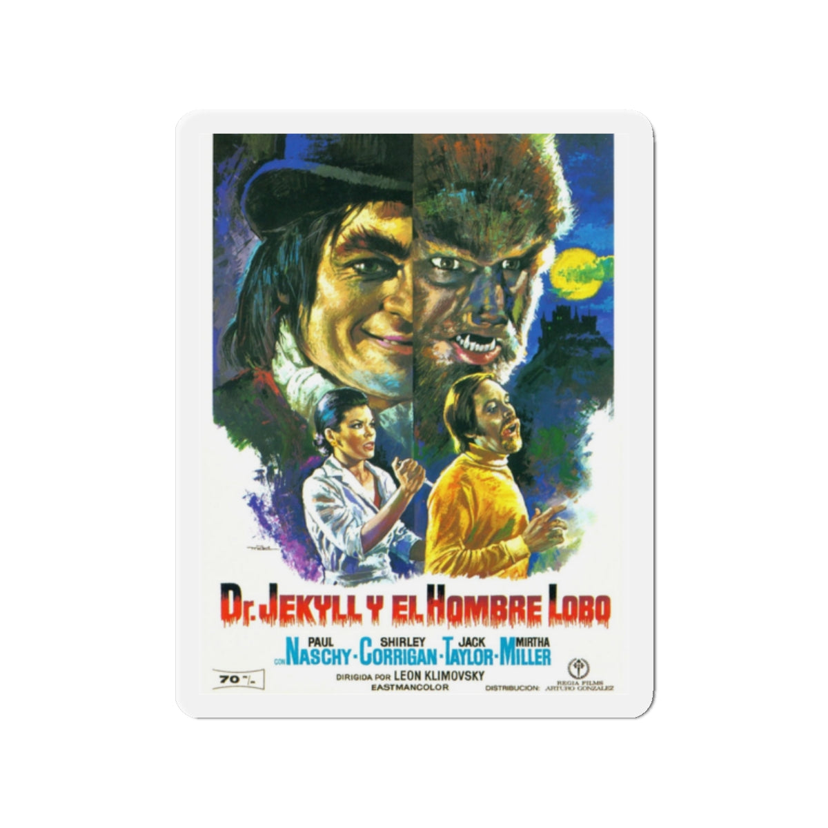 DR. JEKYLL VS THE WEREWOLF 1972 Movie Poster - Die-Cut Magnet-2" x 2"-The Sticker Space