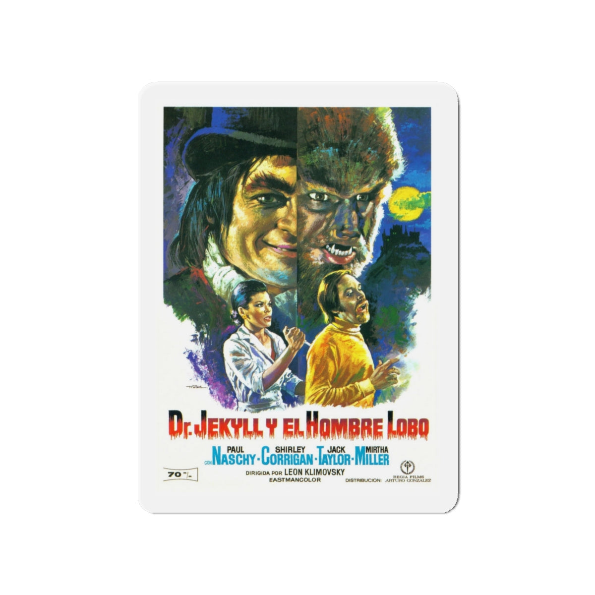 DR. JEKYLL VS THE WEREWOLF 1972 Movie Poster - Die-Cut Magnet-4" x 4"-The Sticker Space