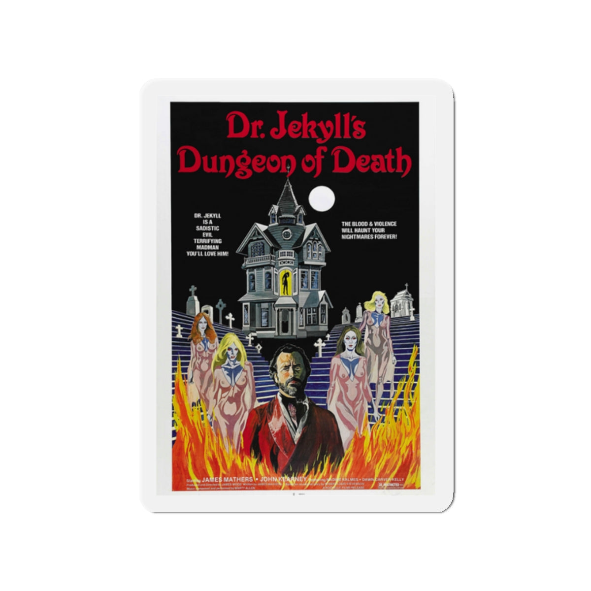 DR. JEKYLL'S DUNGEON OF DEATH 1979 Movie Poster - Die-Cut Magnet-2" x 2"-The Sticker Space