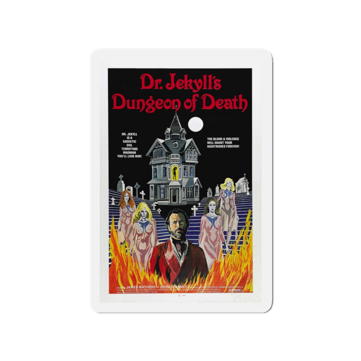 DR. JEKYLL'S DUNGEON OF DEATH 1979 Movie Poster - Die-Cut Magnet-3" x 3"-The Sticker Space