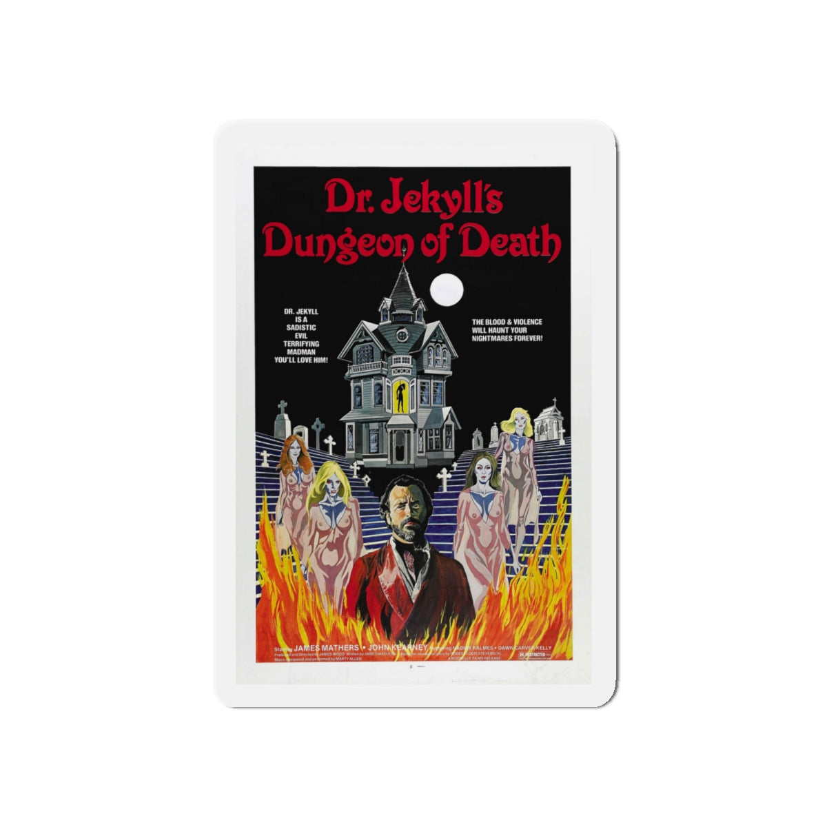 DR. JEKYLL'S DUNGEON OF DEATH 1979 Movie Poster - Die-Cut Magnet-5" x 5"-The Sticker Space