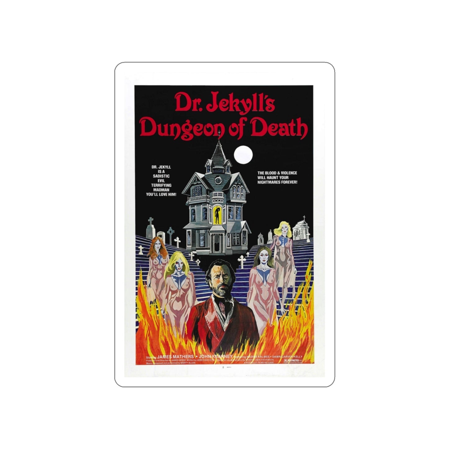 DR. JEKYLL'S DUNGEON OF DEATH 1979 Movie Poster STICKER Vinyl Die-Cut Decal-3 Inch-The Sticker Space