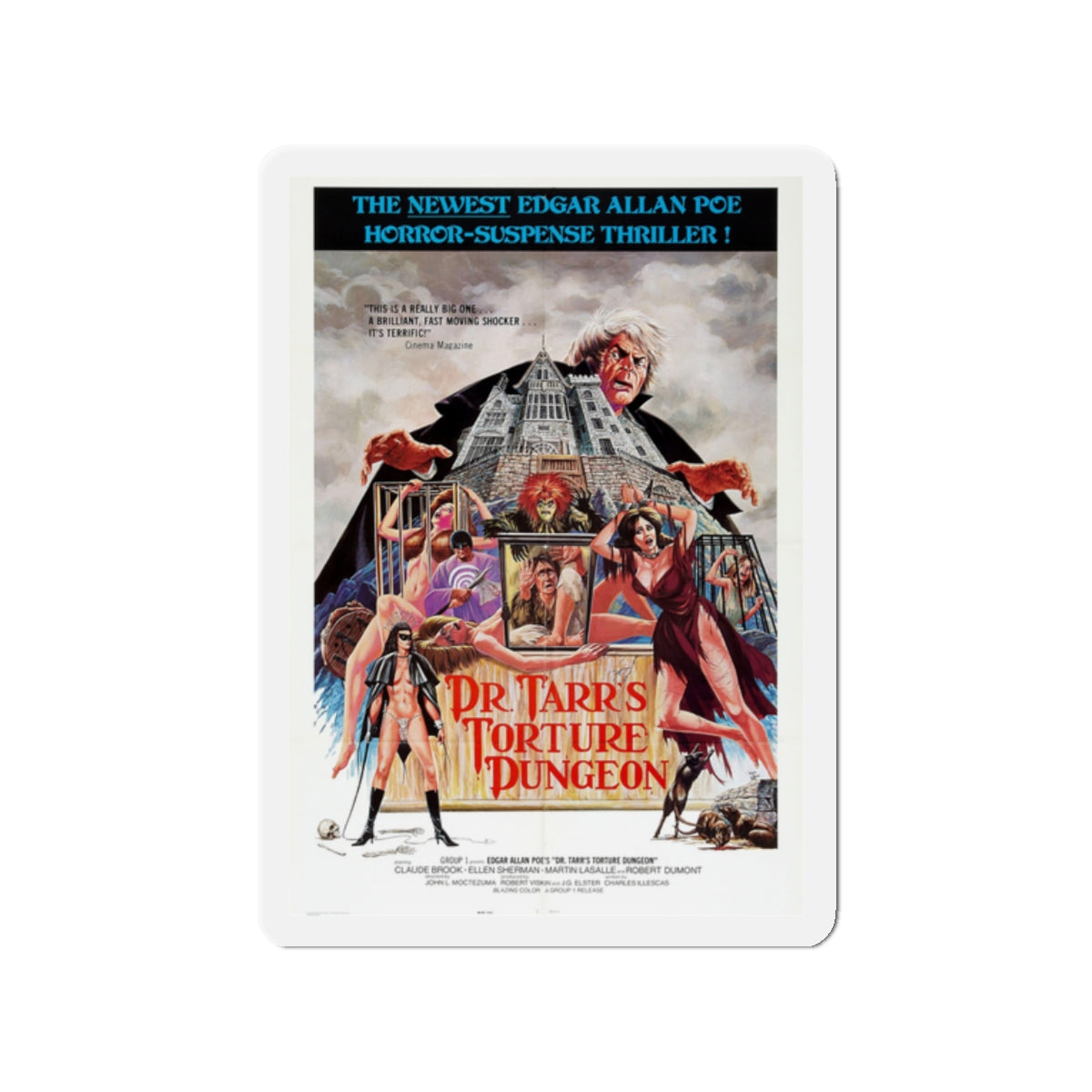 DR. TARR'S TORTURE DUNGEON 1973 Movie Poster - Die-Cut Magnet-2" x 2"-The Sticker Space