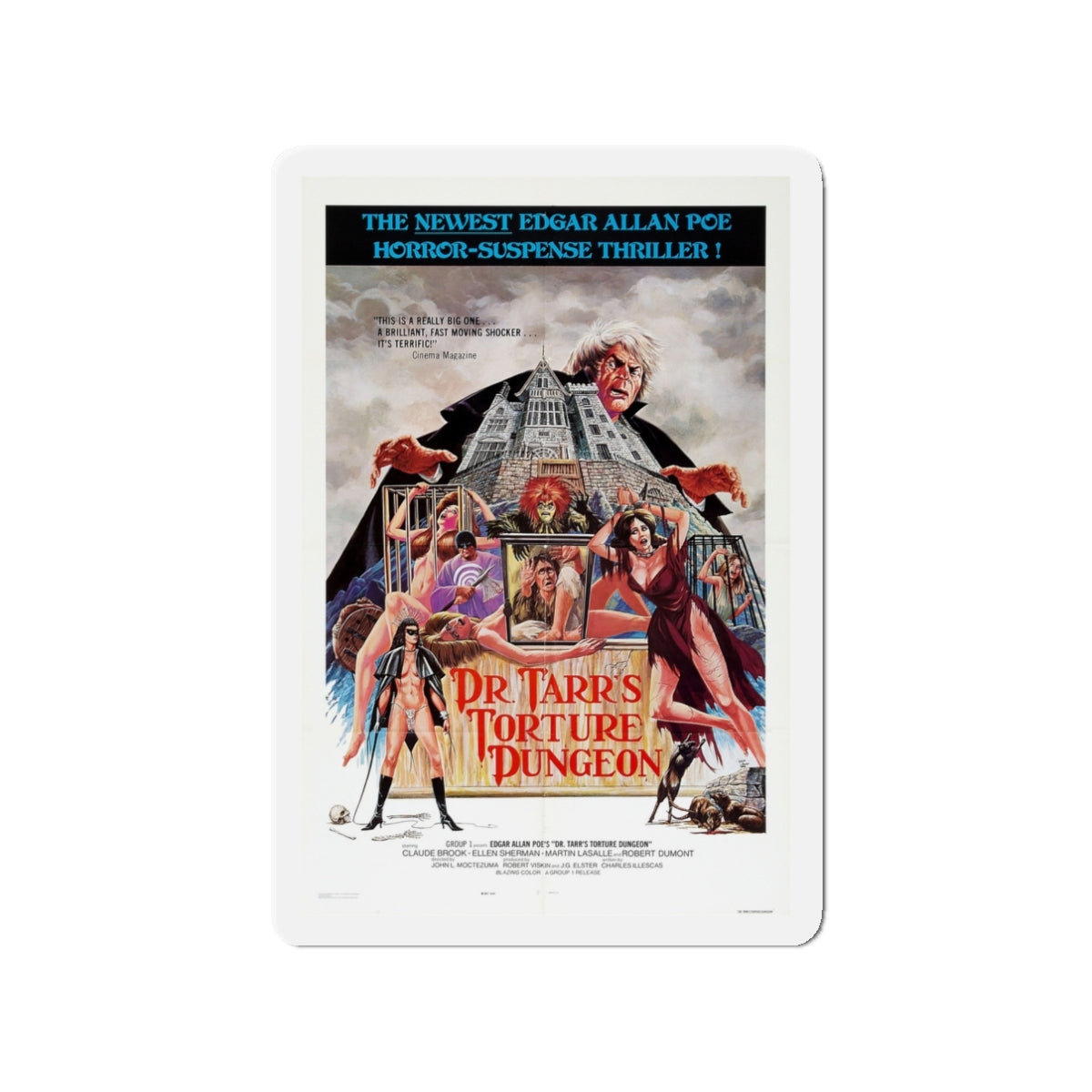 DR. TARR'S TORTURE DUNGEON 1973 Movie Poster - Die-Cut Magnet-3" x 3"-The Sticker Space