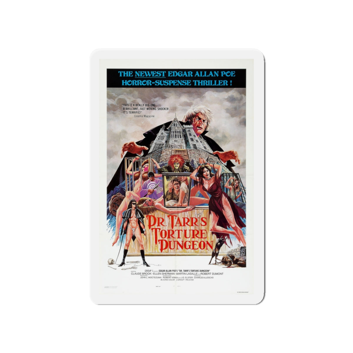 DR. TARR'S TORTURE DUNGEON 1973 Movie Poster - Die-Cut Magnet-4" x 4"-The Sticker Space