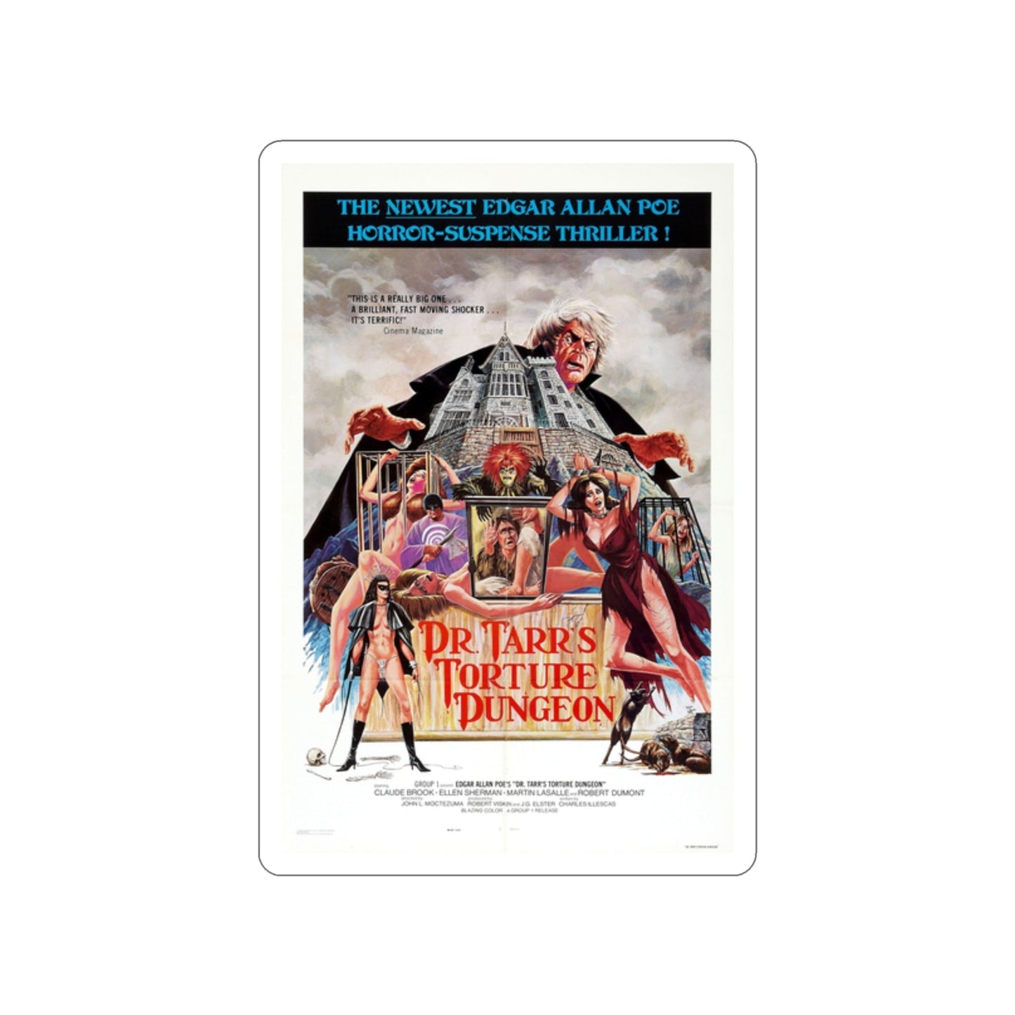 DR. TARR'S TORTURE DUNGEON 1973 Movie Poster STICKER Vinyl Die-Cut Decal-2 Inch-The Sticker Space