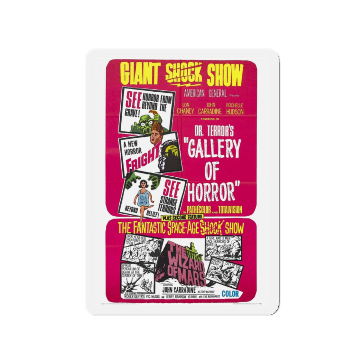 DR. TERROR'S GALLERY OF HORRORS + THE WIZARD OF MARS 1967 Movie Poster - Die-Cut Magnet-2" x 2"-The Sticker Space