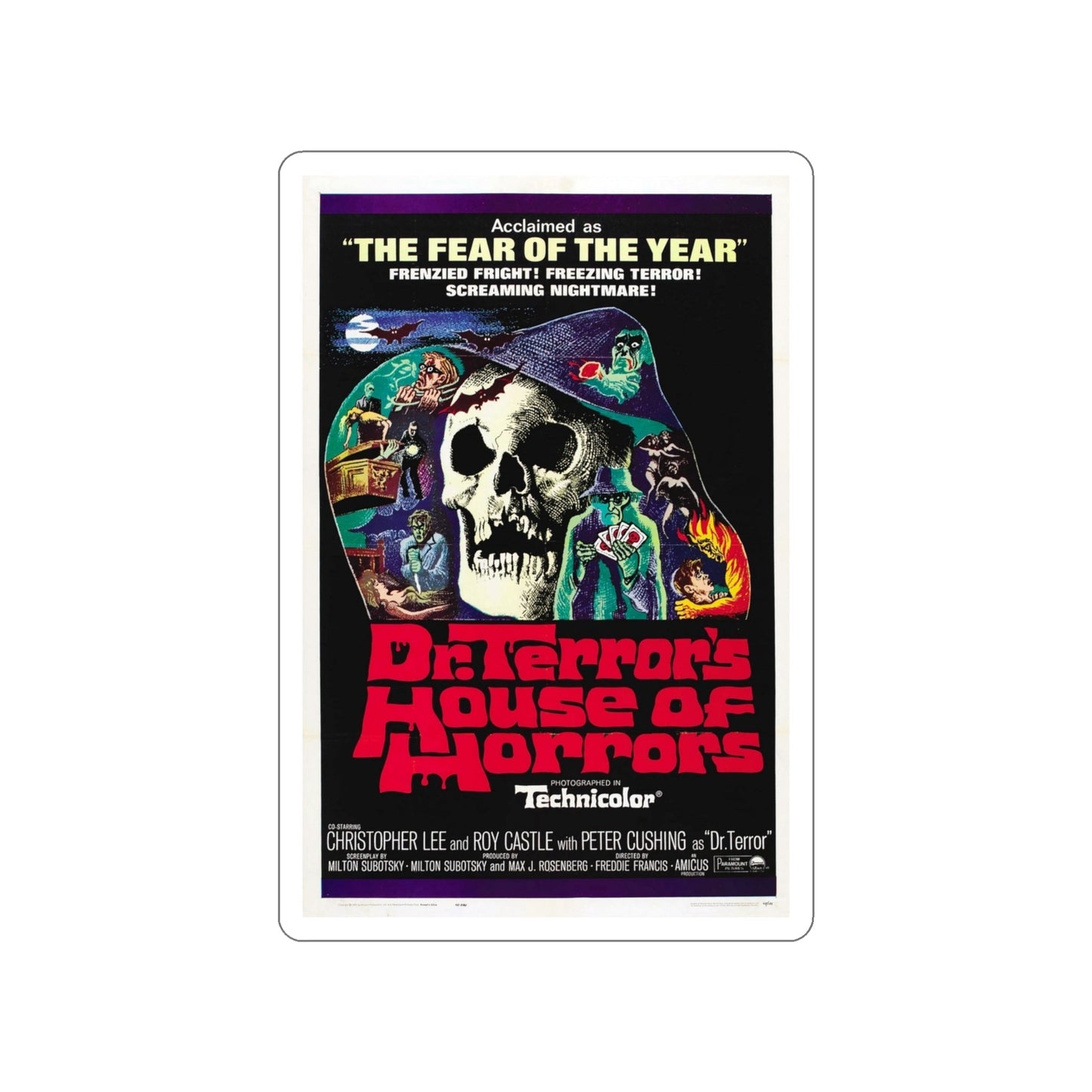 DR. TERROR'S HOUSE OF HORRORS (2) 1967 Movie Poster STICKER Vinyl Die-Cut Decal-4 Inch-The Sticker Space