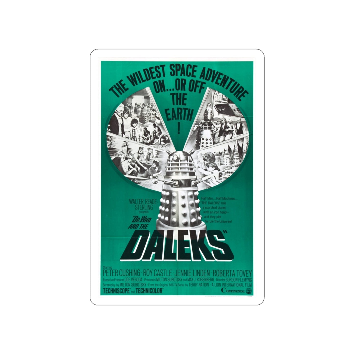 DR. WHO & THE DALEKS (2) 1965 Movie Poster STICKER Vinyl Die-Cut Decal-3 Inch-The Sticker Space