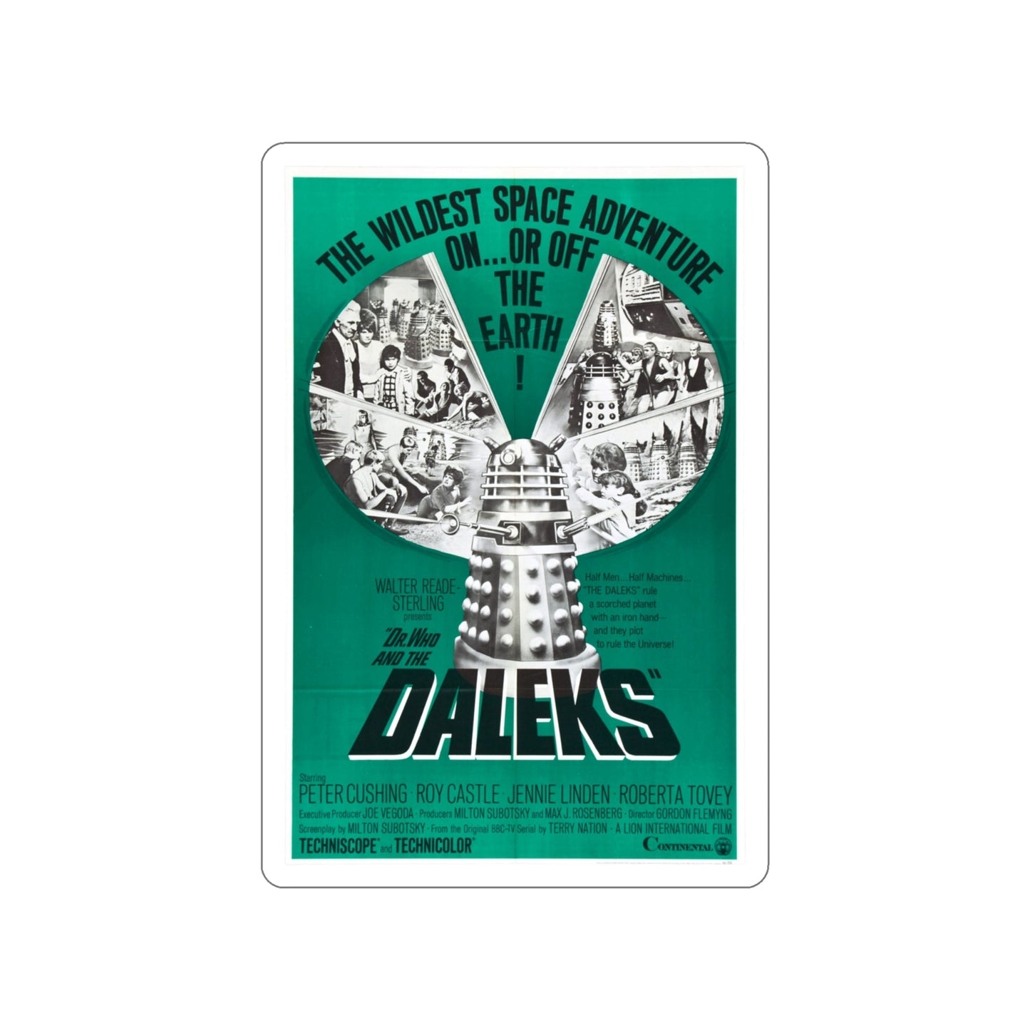 DR. WHO & THE DALEKS (2) 1965 Movie Poster STICKER Vinyl Die-Cut Decal-4 Inch-The Sticker Space