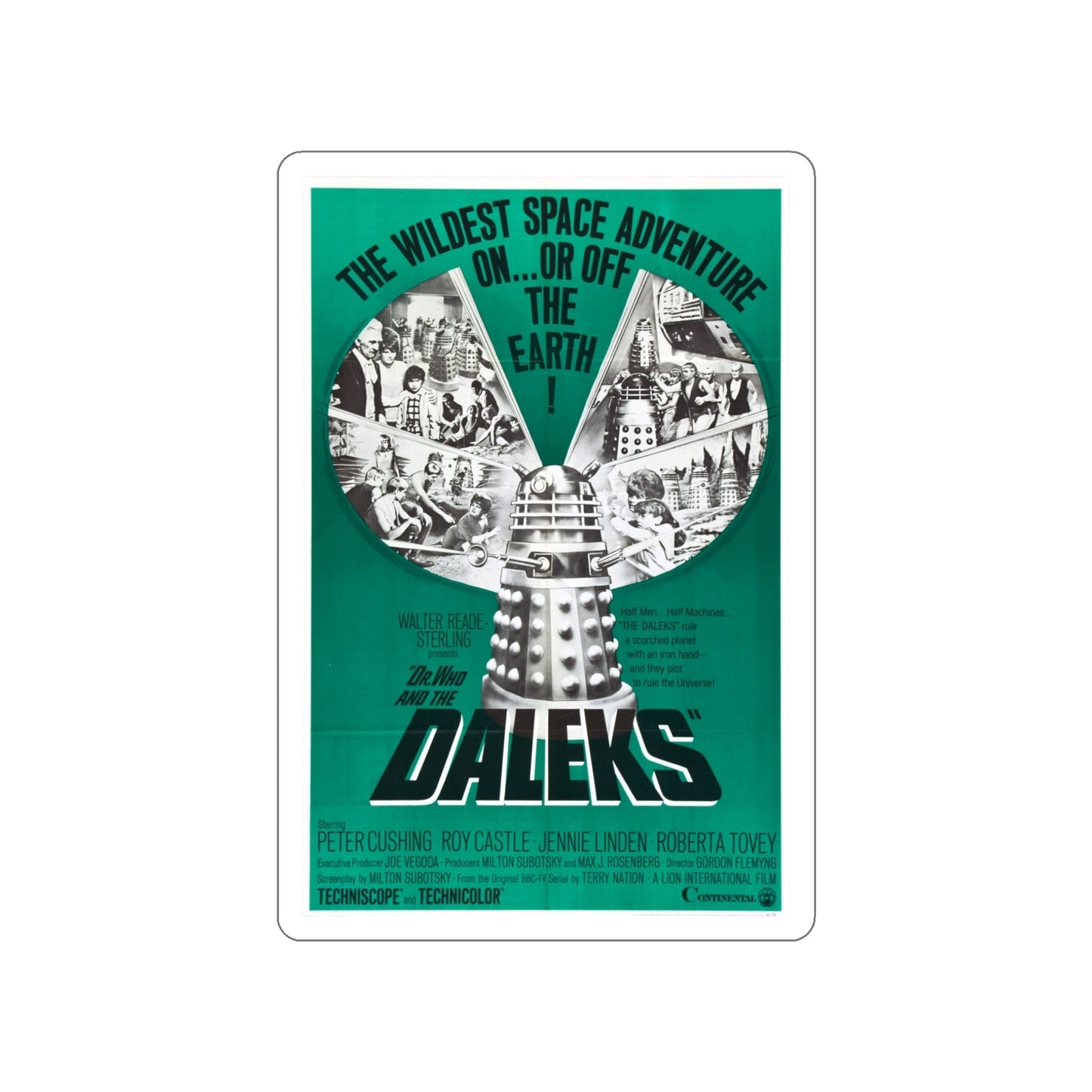 DR. WHO & THE DALEKS (2) 1965 Movie Poster STICKER Vinyl Die-Cut Decal-5 Inch-The Sticker Space