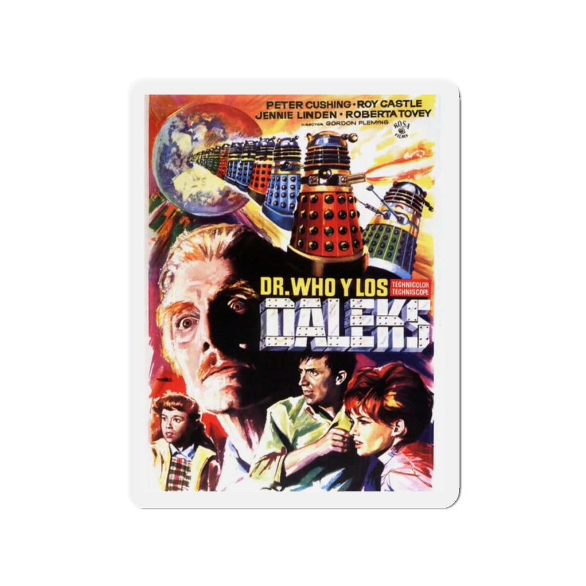 DR. WHO & THE DALEKS (SPANISH) 1965 Movie Poster - Die-Cut Magnet-2" x 2"-The Sticker Space