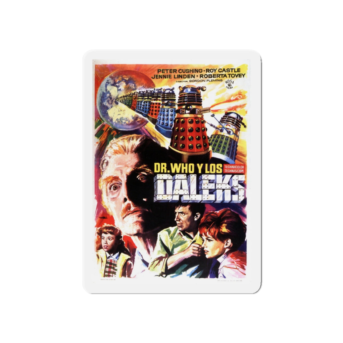 DR. WHO & THE DALEKS (SPANISH) 1965 Movie Poster - Die-Cut Magnet-5" x 5"-The Sticker Space