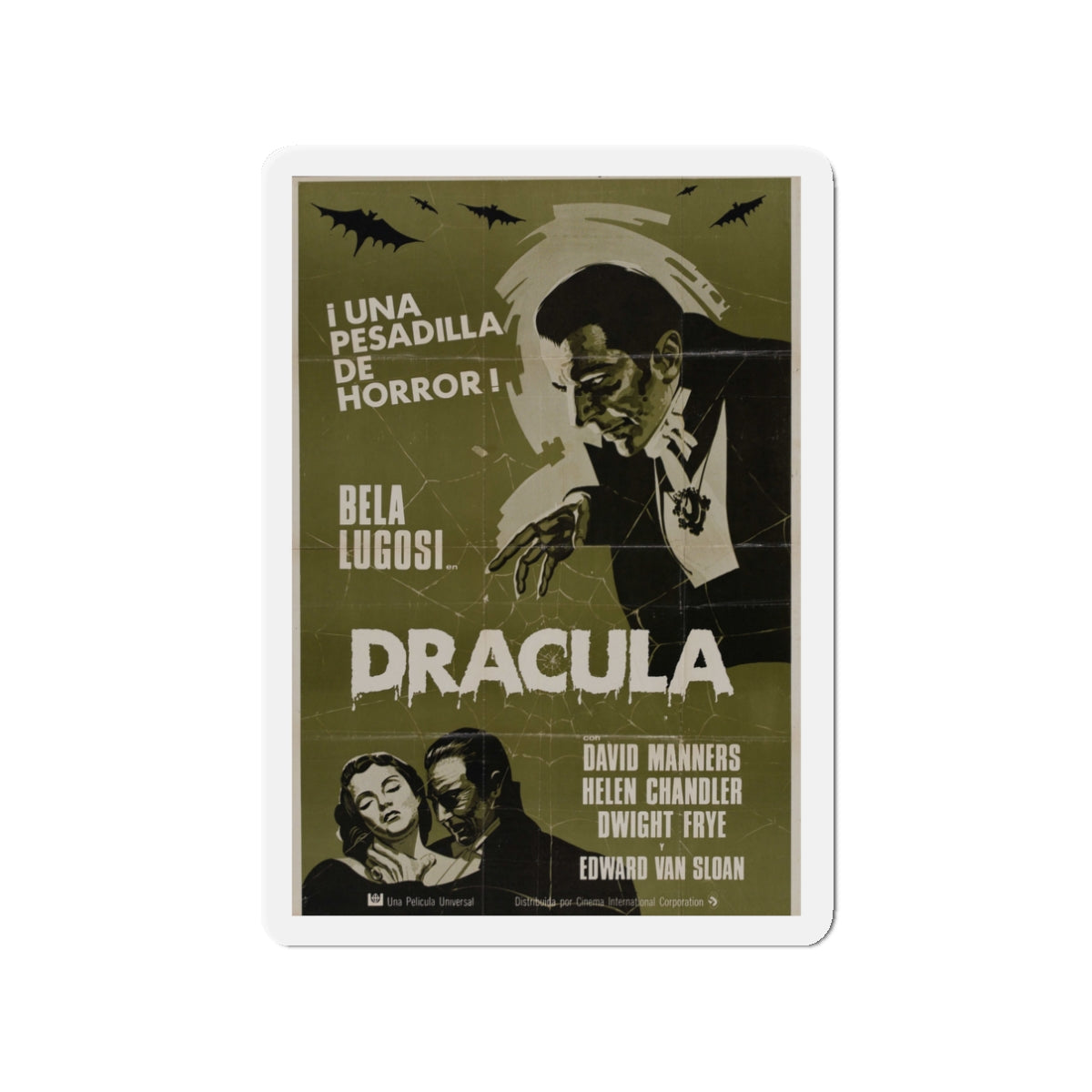 DRACULA 1931 Movie Poster - Die-Cut Magnet-3" x 3"-The Sticker Space