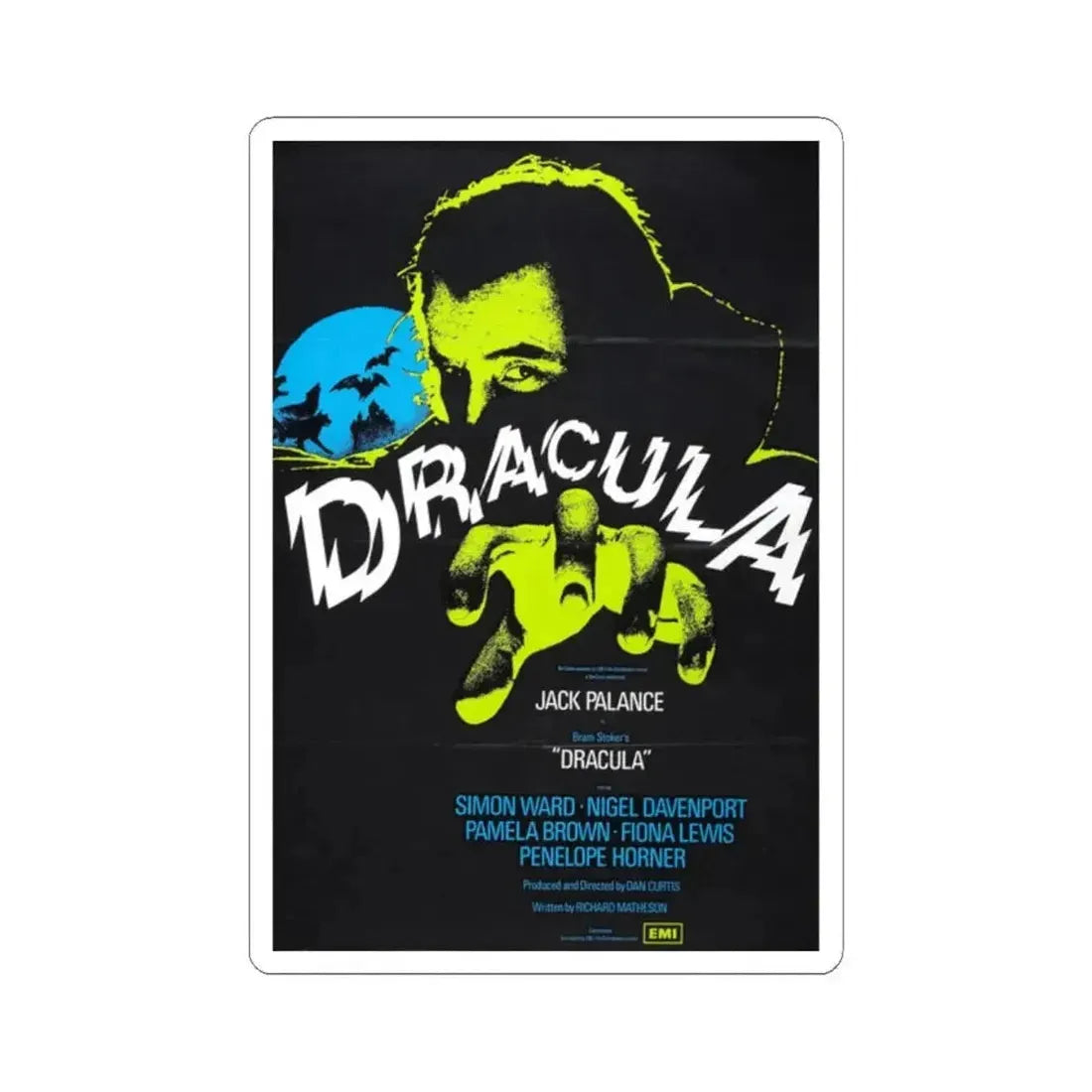 DRACULA 1973 Movie Poster - STICKER Vinyl Kiss-Cut Decal 2 Inch White - The Sticker Space