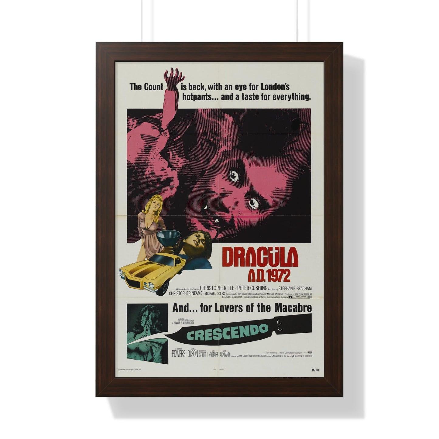 DRACULA A.D. 1972 + CRESCENDO - Framed Movie Poster-16″ x 24″-The Sticker Space