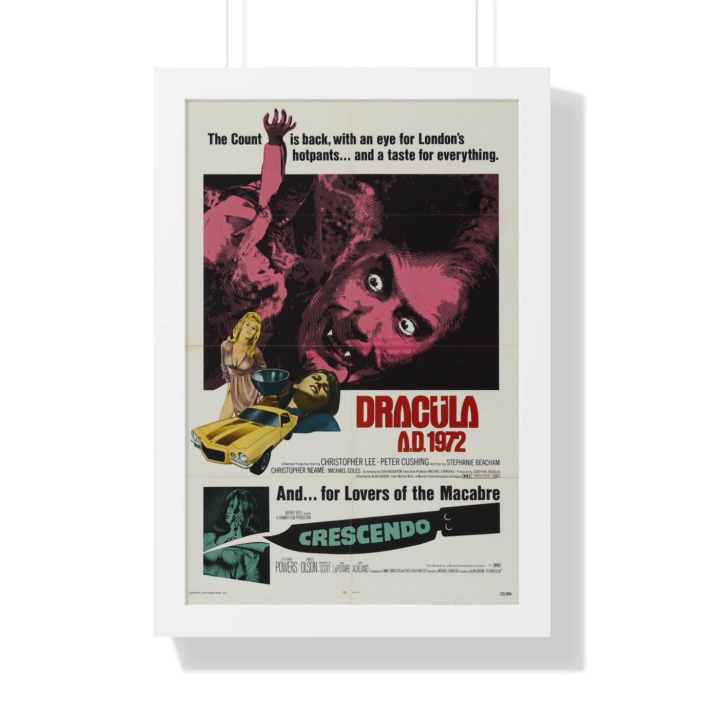 DRACULA A.D. 1972 + CRESCENDO - Framed Movie Poster-16″ x 24″-The Sticker Space