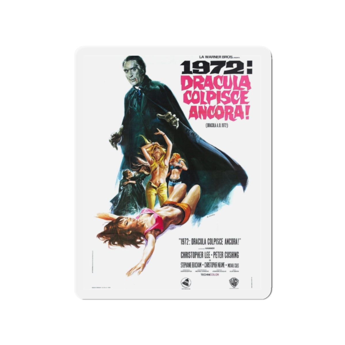 DRACULA A.D. 1972 (ITALIAN) Movie Poster - Die-Cut Magnet-2" x 2"-The Sticker Space