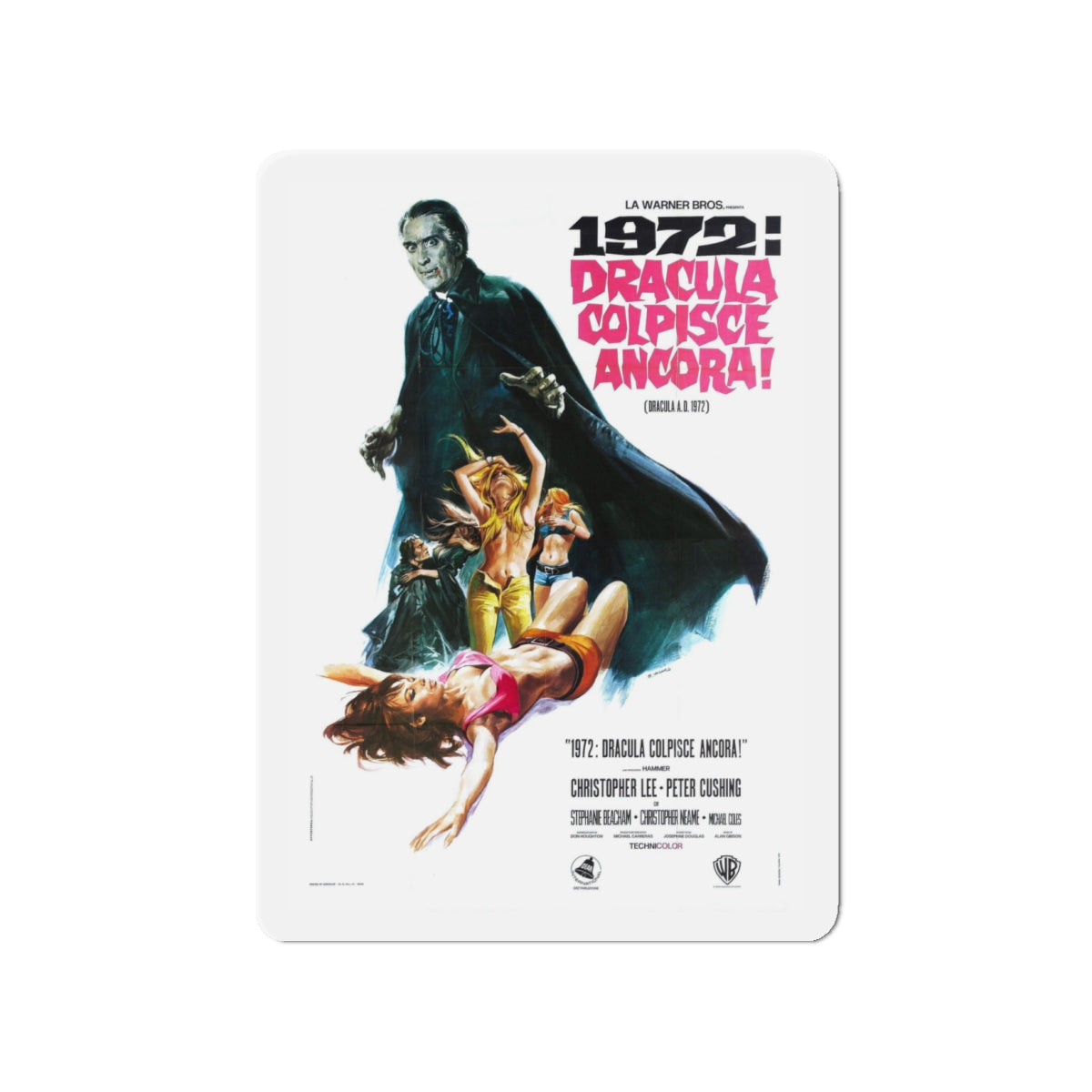 DRACULA A.D. 1972 (ITALIAN) Movie Poster - Die-Cut Magnet-4" x 4"-The Sticker Space