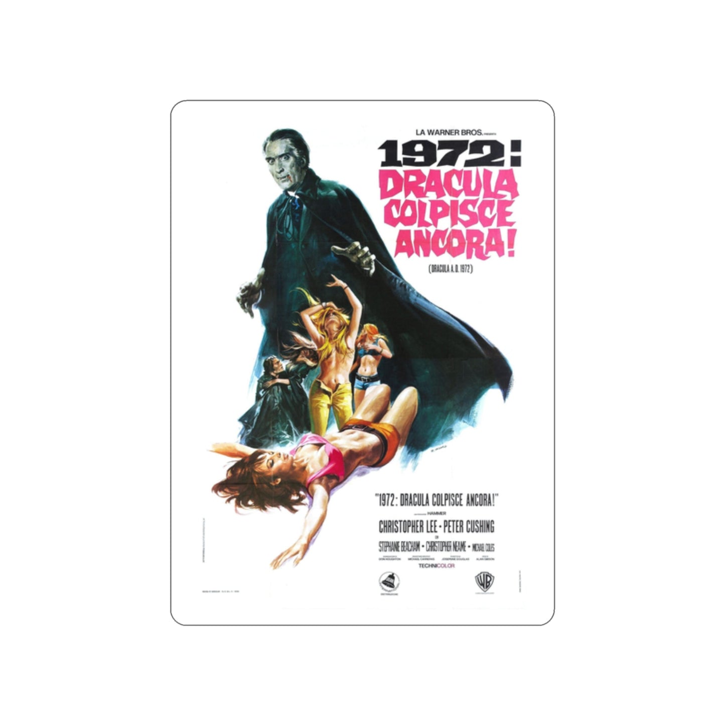 DRACULA A.D. 1972 (ITALIAN) Movie Poster STICKER Vinyl Die-Cut Decal-2 Inch-The Sticker Space