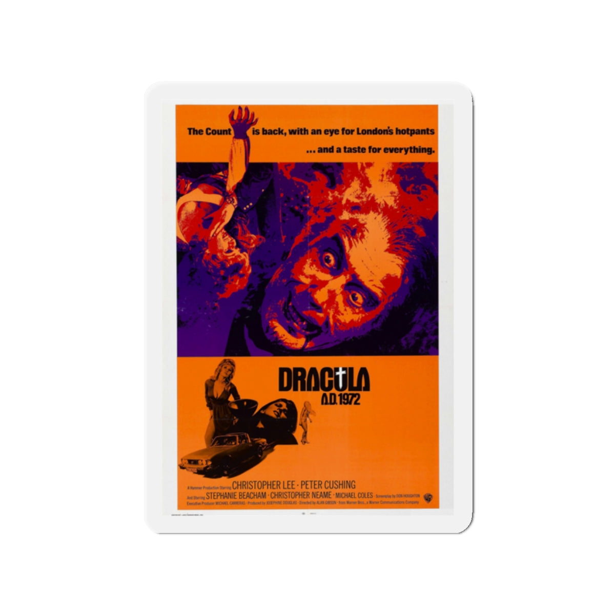 DRACULA A.D. 1972 Movie Poster - Die-Cut Magnet-2" x 2"-The Sticker Space