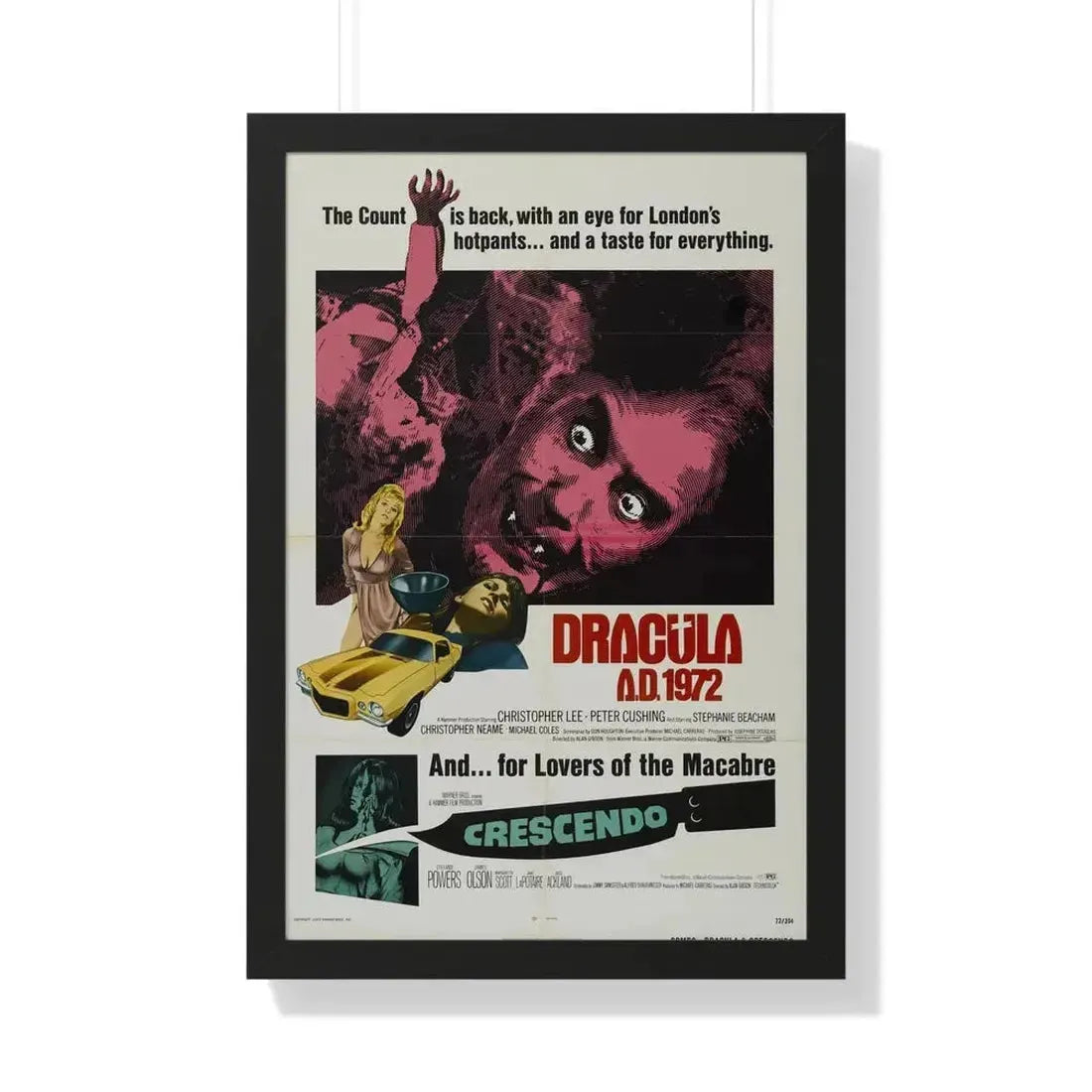 DRACULA A.D. 1972 + CRESCENDO - Framed Movie Poster - The Sticker Space