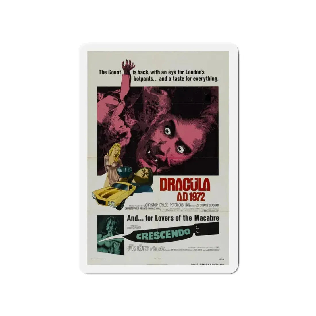 DRACULA A.D. 1972 + CRESCENDO Movie Poster - Refrigerator Magnet 3 Inch - The Sticker Space