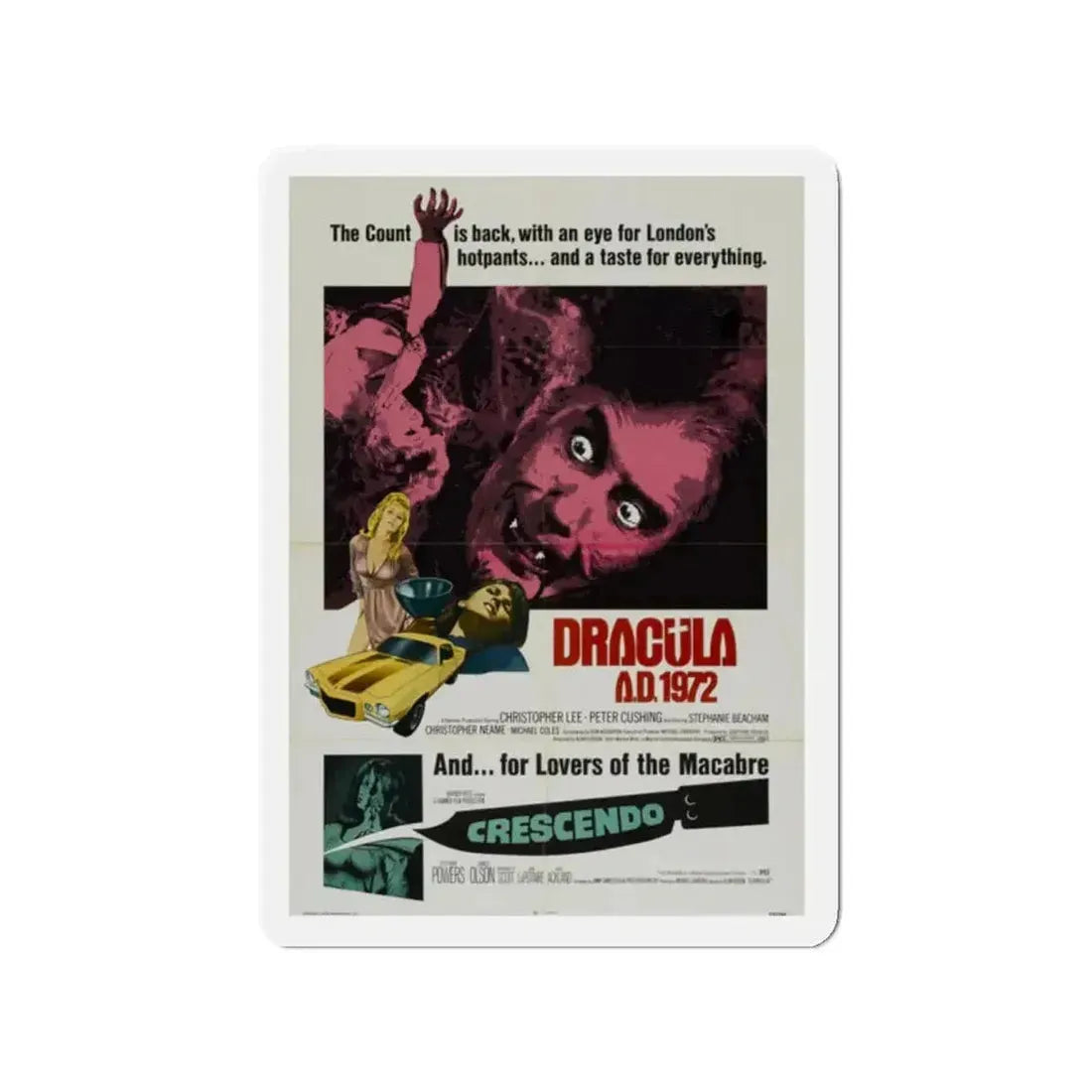 DRACULA A.D. 1972 + CRESCENDO Movie Poster - Refrigerator Magnet - The Sticker Space
