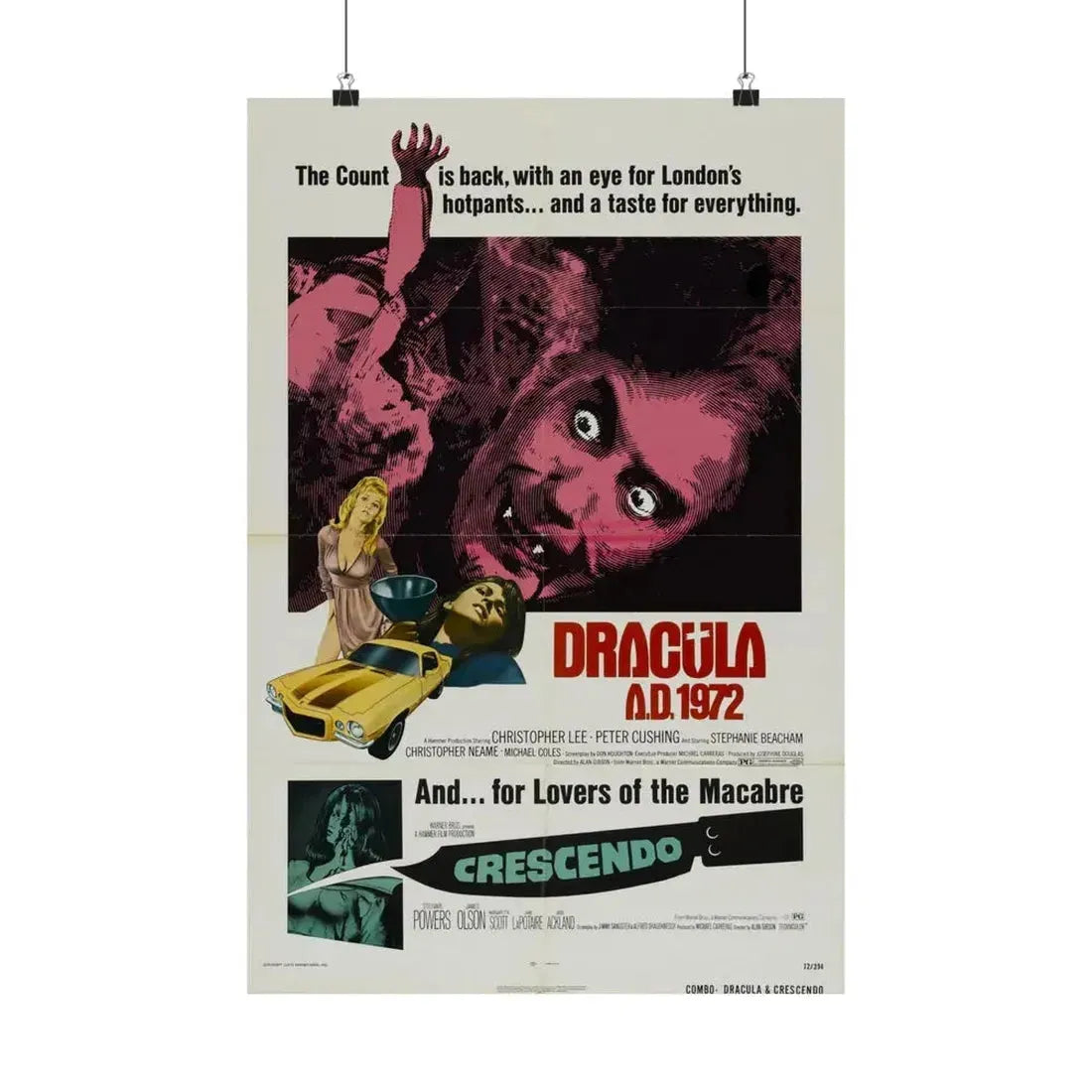 DRACULA A.D. 1972 + CRESCENDO - Paper Movie Poster 16″ x 24″ Matte - The Sticker Space