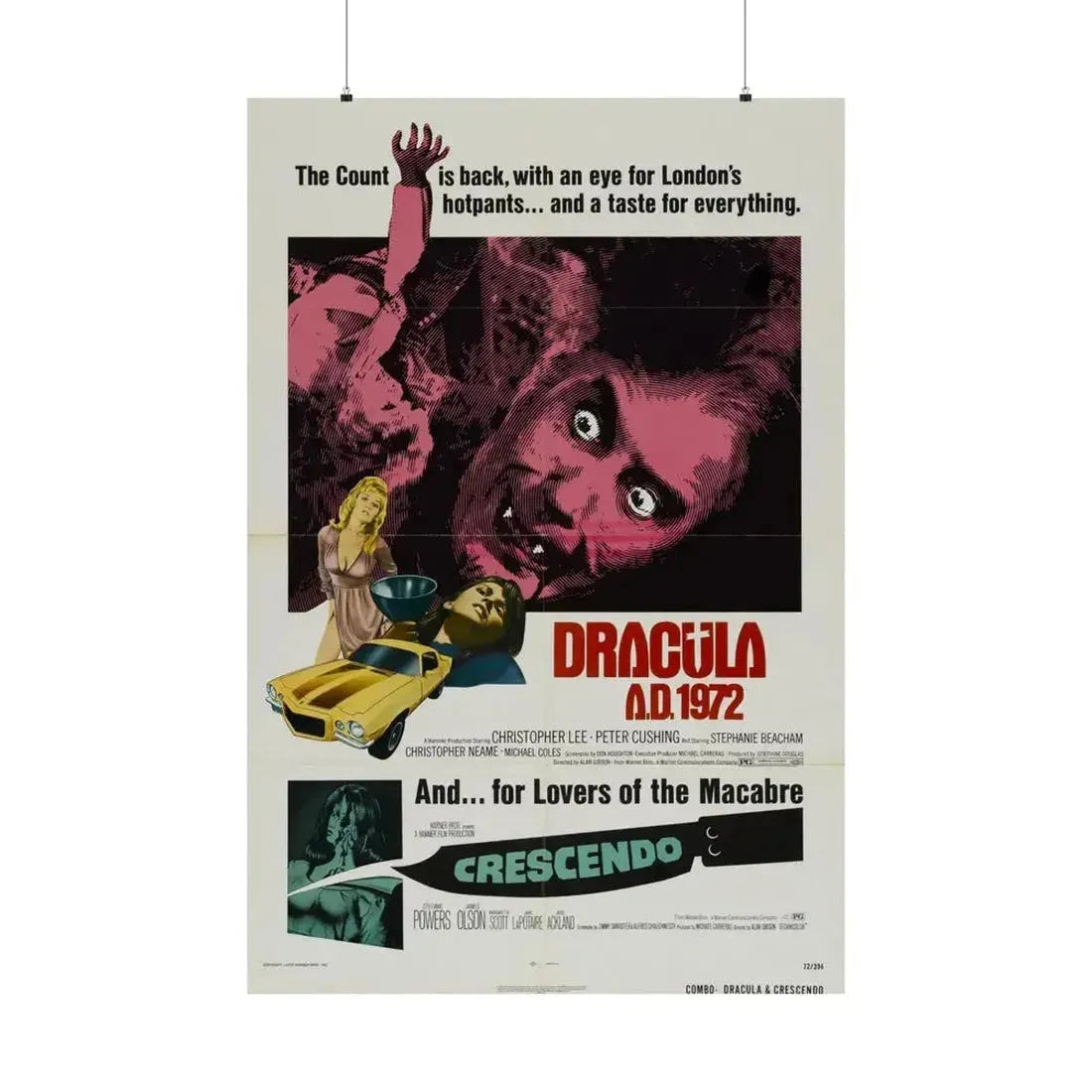 DRACULA A.D. 1972 + CRESCENDO - Paper Movie Poster - The Sticker Space