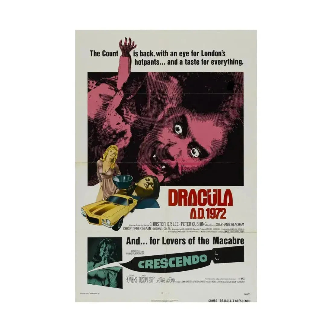 DRACULA A.D. 1972 + CRESCENDO - Paper Movie Poster - The Sticker Space