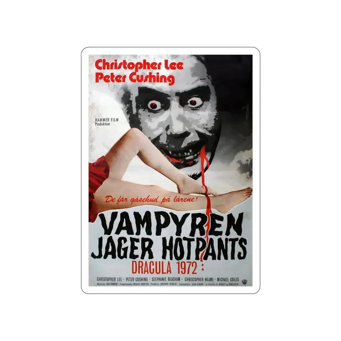 DRACULA A.D. 1972 (DANISH) Movie Poster STICKER Vinyl Die-Cut Decal 5 Inch - The Sticker Space