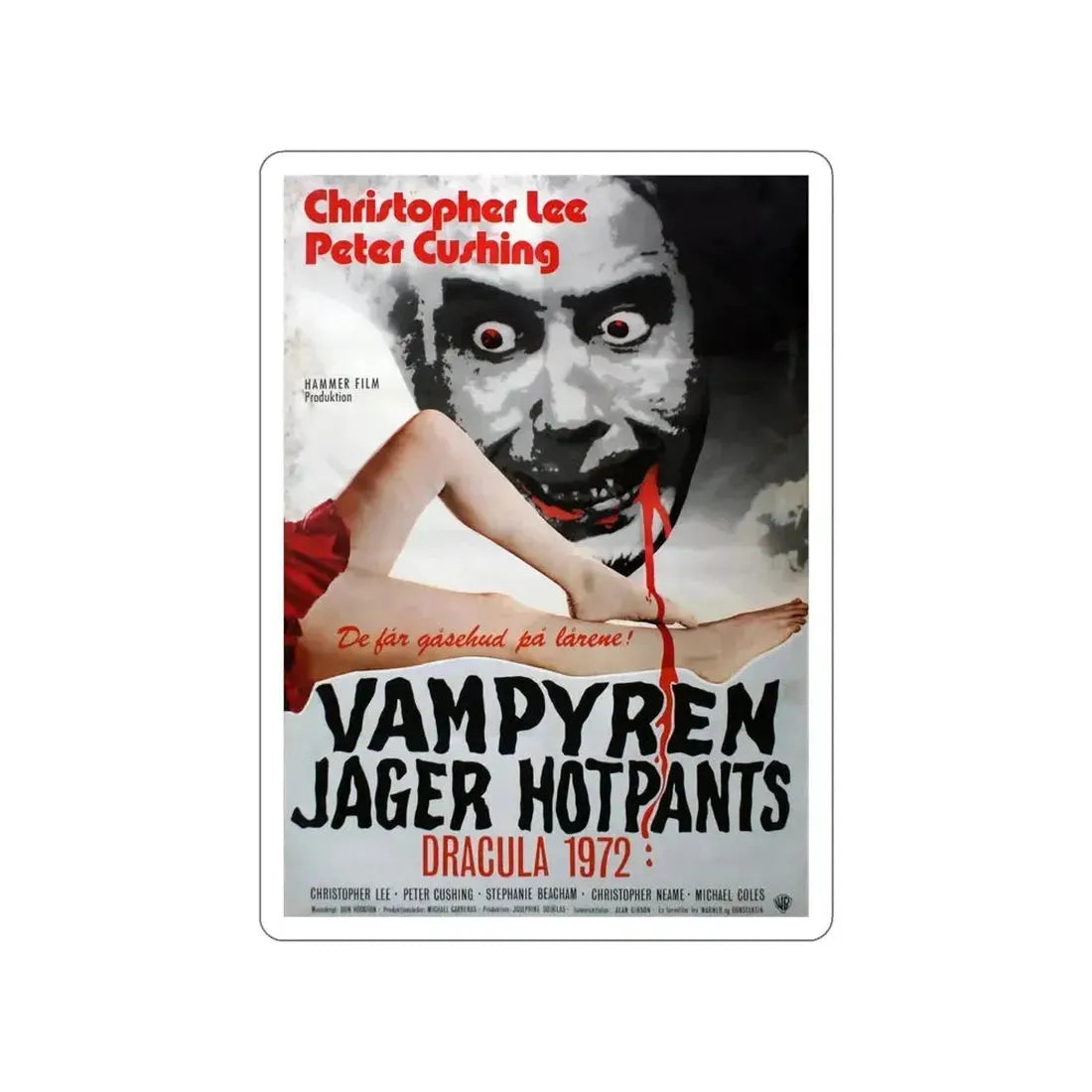 DRACULA A.D. 1972 (DANISH) Movie Poster STICKER Vinyl Die-Cut Decal - The Sticker Space