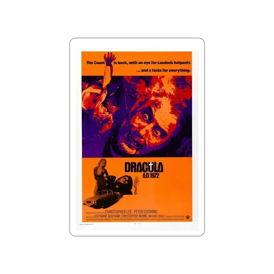 DRACULA A.D. 1972 Movie Poster STICKER Vinyl Die-Cut Decal 4 Inch - The Sticker Space