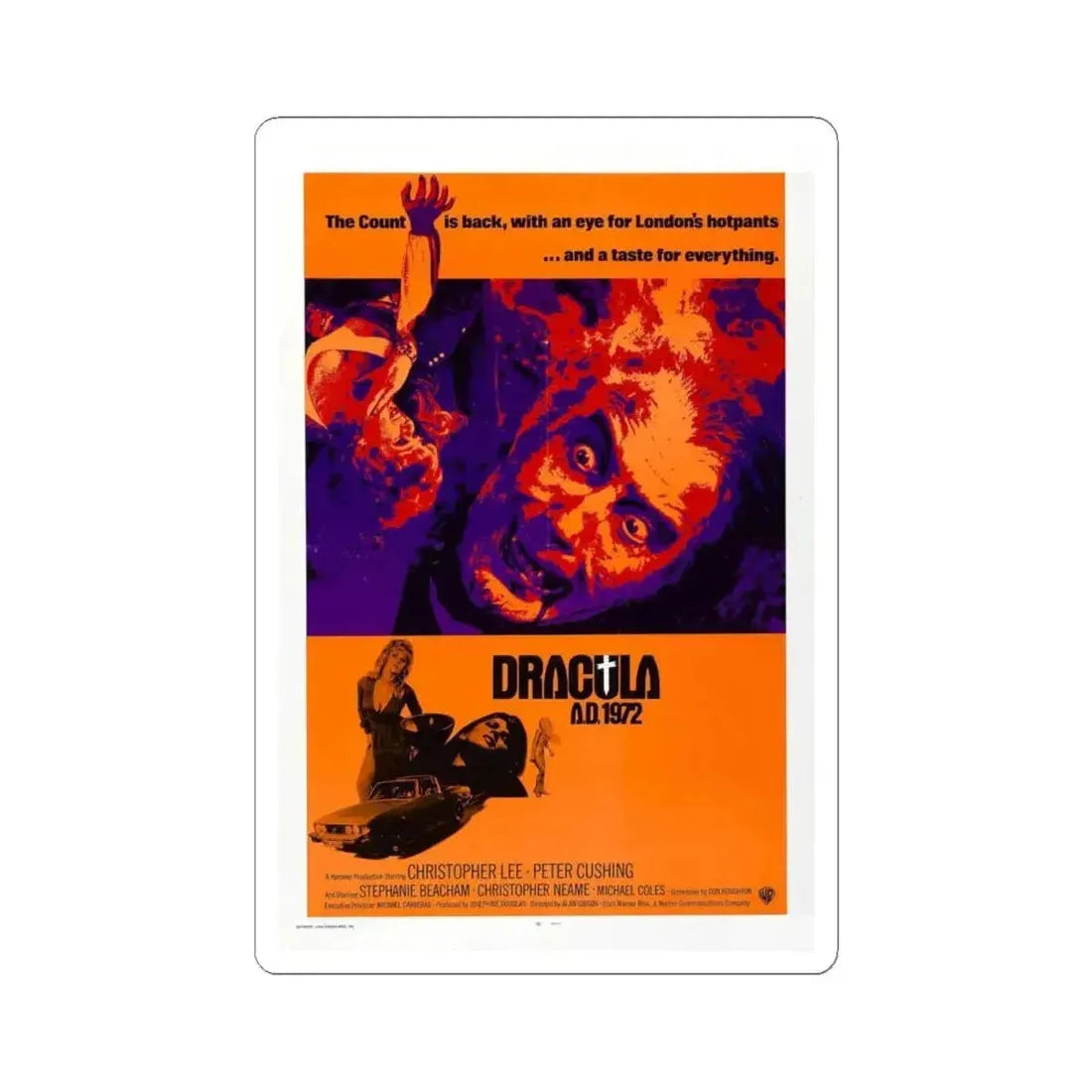 DRACULA A.D. 1972 Movie Poster - STICKER Vinyl Kiss-Cut Decal 6 Inch White - The Sticker Space