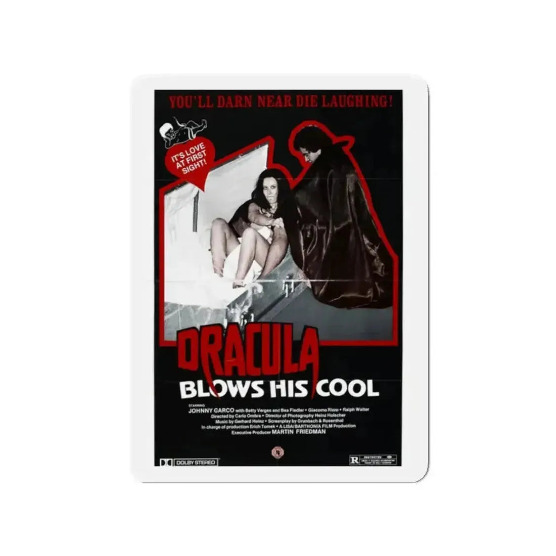 DRACULA BLOWS HIS COOL 1979 Movie Poster - Refrigerator Magnet - The Sticker Space