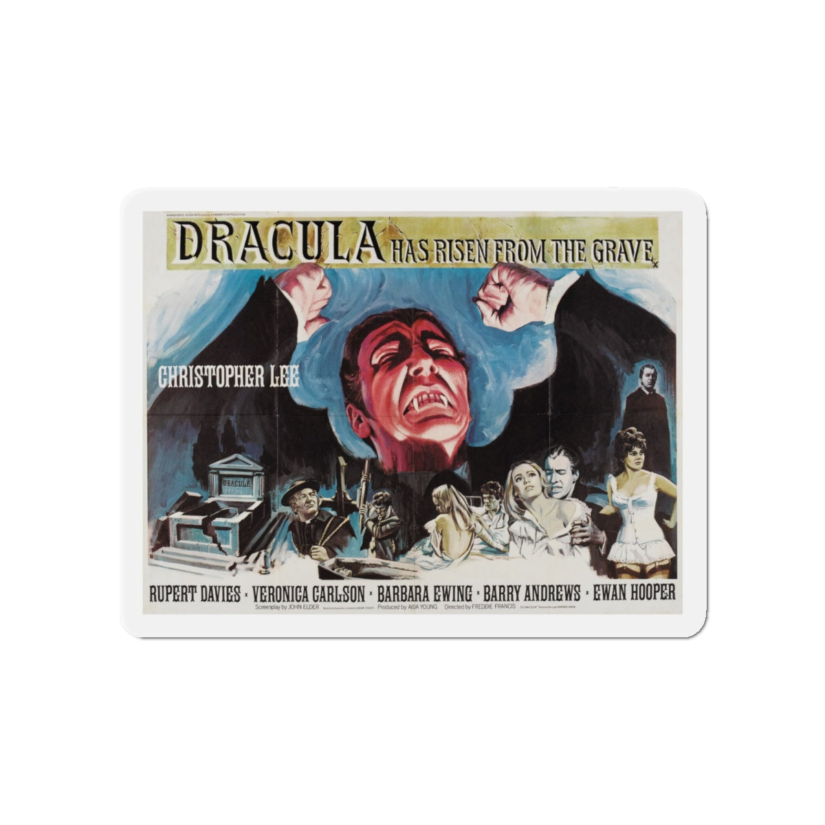 DRACULA HAS RISEN FROM THE GRAVE 1968 Movie Poster - Die-Cut Magnet-5" x 5"-The Sticker Space