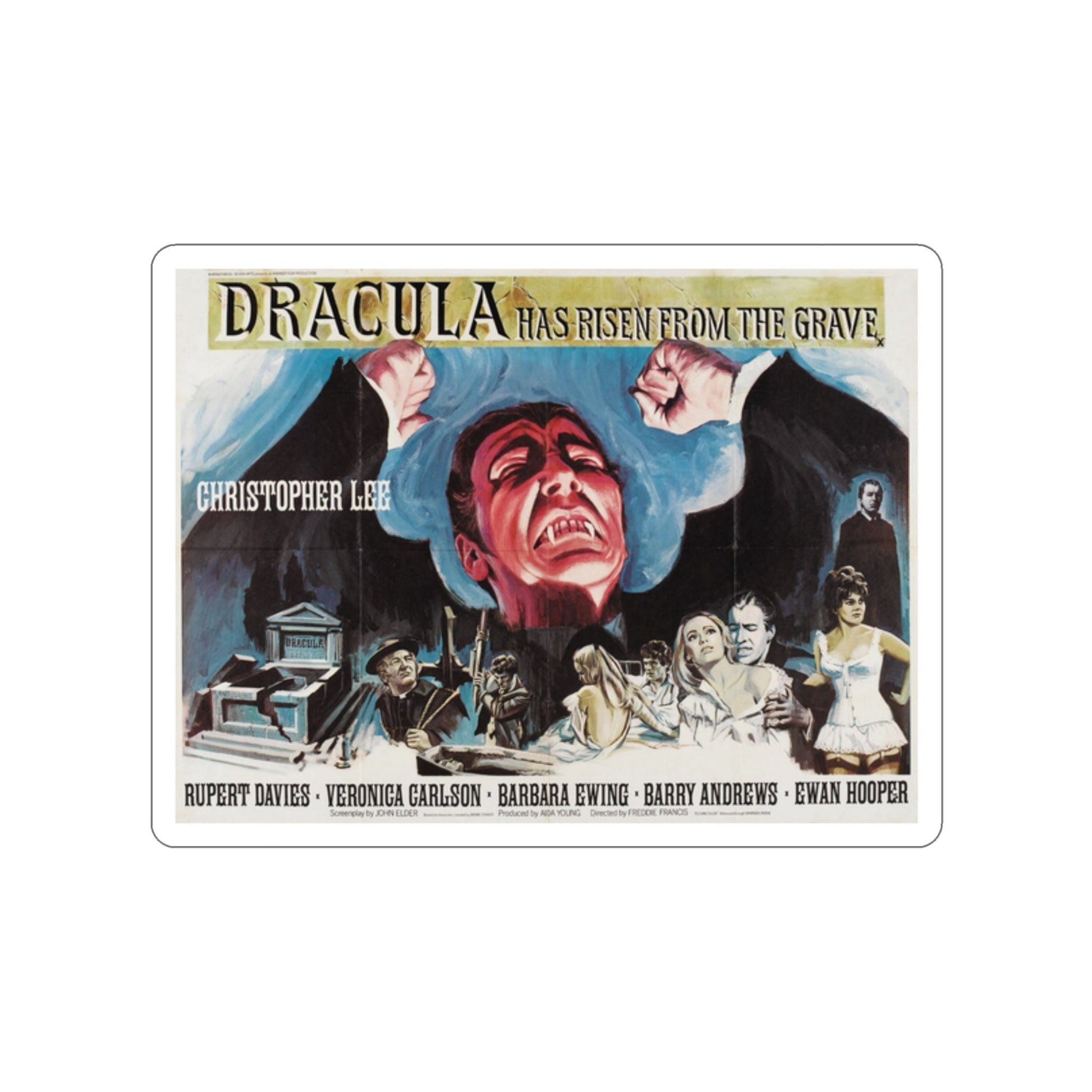 DRACULA HAS RISEN FROM THE GRAVE 1968 Movie Poster STICKER Vinyl Die-Cut Decal-2 Inch-The Sticker Space